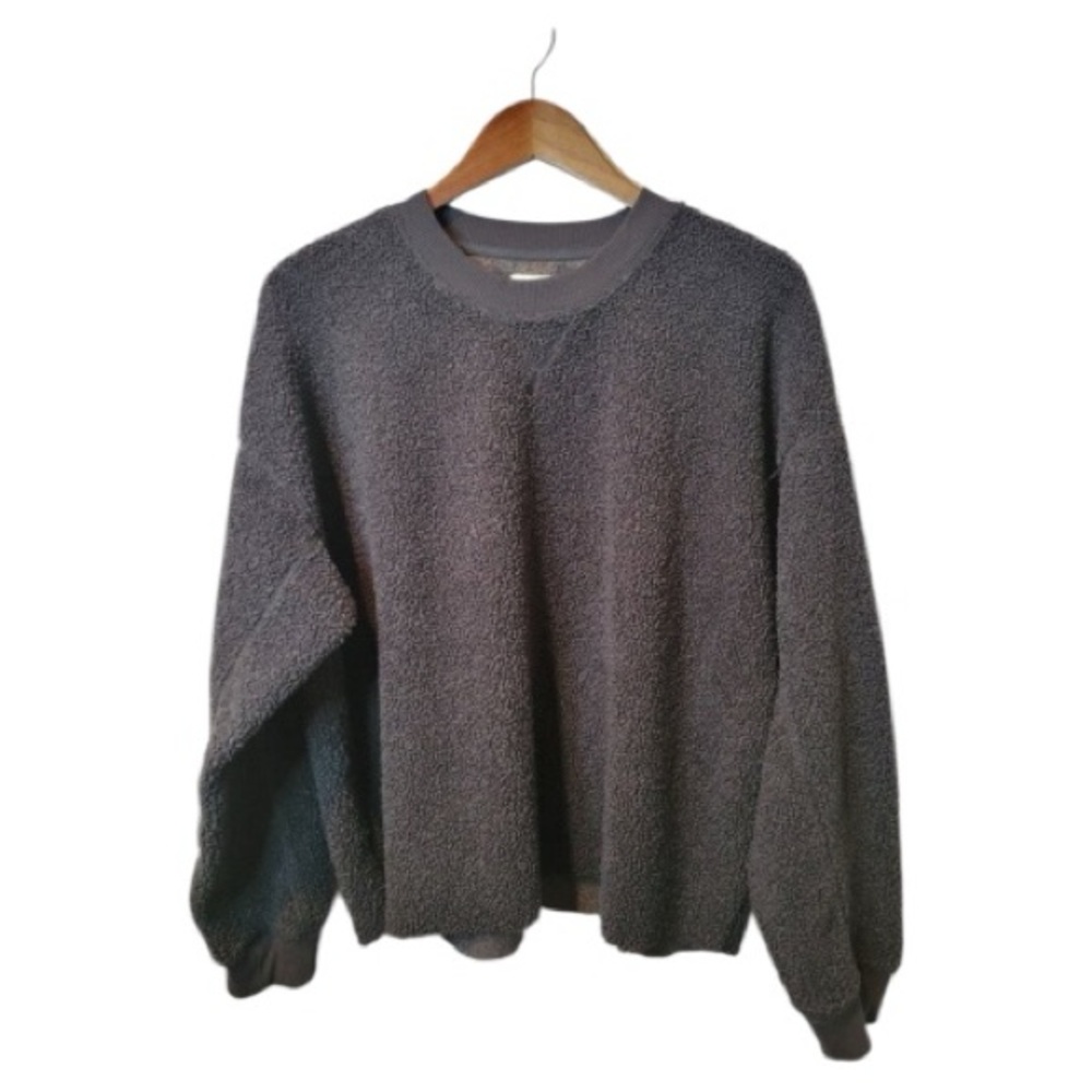 Women’s American Eagle sherpa pullover sweatshirt graphite charcoal Large